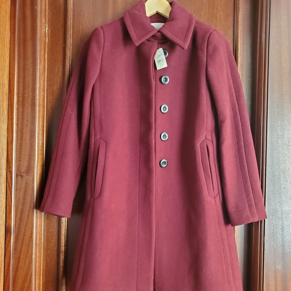 Loft Wool Burgundy Coat